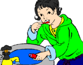 Coloring page Little boy brushing his teeth painted byAnabelle Manansala Saddi