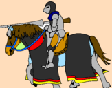 Coloring page Fighting horseman painted bySword Fighting Knight