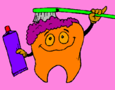 Coloring page Tooth cleaning itself painted byaldo