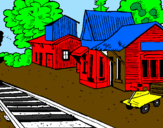 Coloring page Train station painted byAhmad Farhan