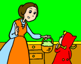 Coloring page Little red riding hood 2 painted byPineapple