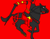 Coloring page Knight on horseback IV painted byKNIGHT