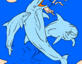 Coloring page Dolphins playing painted bybryan