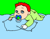 Coloring page Baby playing painted bybreno