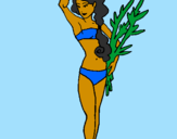 Coloring page Roman woman in bathing suit painted byniko da mari