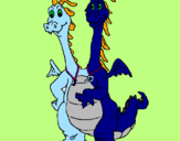 Coloring page Two-headed dragon painted byRoxy