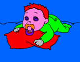 Coloring page Baby playing painted by grace  and  nate