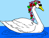 Coloring page Swan with flowers painted bykyla may