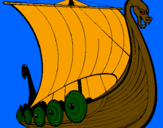 Coloring page Viking boat painted bynates