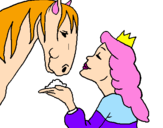 Coloring page Princess and horse painted byjudith