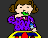 Coloring page Little girl brushing her teeth painted byAriana $