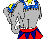 Coloring page Performing elephant painted byKencar