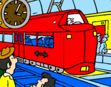 Coloring page Railway station painted byalan