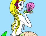 Coloring page Mermaid and pearl painted byPrincess Aurora