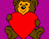 Coloring page Bear in love painted bysoso