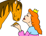 Coloring page Princess and horse painted byreni
