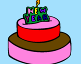 Coloring page New year cake painted byCOCO