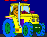 Coloring page Tractor working painted byJESUS