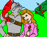 Coloring page Saint George and Princess painted bymorgan miller