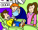 Coloring page Little boy at the dentist's painted bygaby