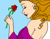 Coloring page Princess with a rose painted bymorgan miller