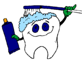 Coloring page Tooth cleaning itself painted byjuan ca