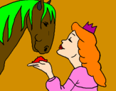 Coloring page Princess and horse painted bysavannah