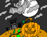 Coloring page Halloween landscape painted bypoorwa
