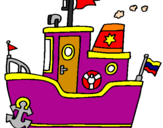 Coloring page Boat with anchor painted bylalachica