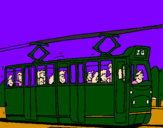 Coloring page Tram with passengers painted byerik peton
