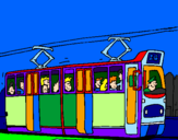 Coloring page Tram with passengers painted byprince