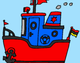 Coloring page Boat with anchor painted bycaue