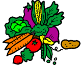 Coloring page vegetables painted byvegetables