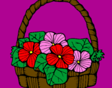 Coloring page Basket of flowers 6 painted bycici