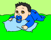 Coloring page Baby playing painted byjomary 