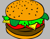 Coloring page Hamburger with everything painted bycaue