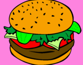 Coloring page Hamburger with everything painted bysaloni