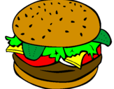 Coloring page Hamburger with everything painted bydds