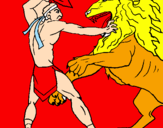 Coloring page Gladiator versus a lion painted by1212