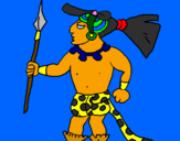 Coloring page Warrior with spear painted bylogan
