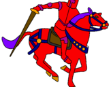 Coloring page Knight on horseback IV painted byElliot