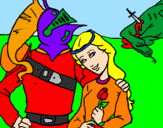 Coloring page Saint George and Princess painted byberenice
