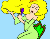 Coloring page Princess brushing her hair painted byInes