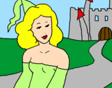 Coloring page Princess and castle painted byInes