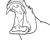 Coloring page Hippopotamus with mouth open painted bypedro