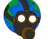 Coloring page Earth with gas mask painted byJuju
