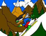 Coloring page Skier painted byCARTOON JE