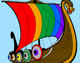 Coloring page Viking boat painted bysamuel