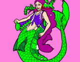 Coloring page Mermaid with long hair painted by mariana