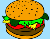 Coloring page Hamburger with everything painted by marijana
